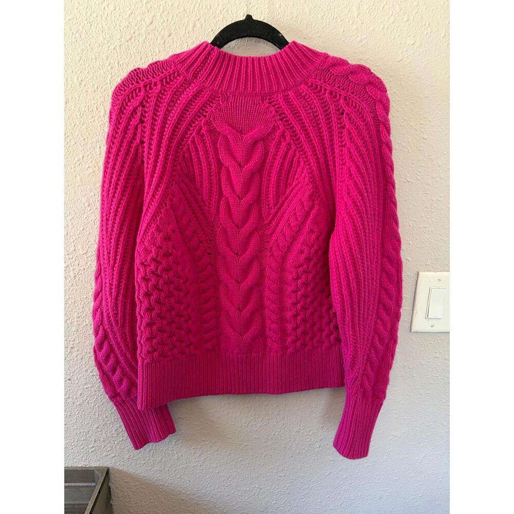 Banana Republic 100% Cashmere cable knit pink mockneck sweater size S. GUC - Picture 5 of 7